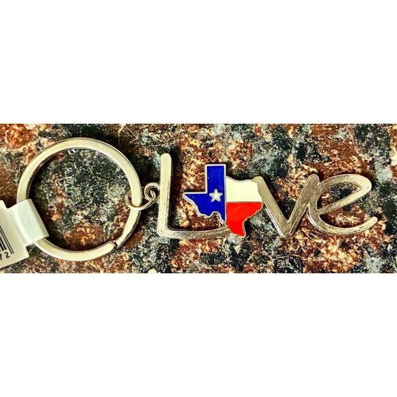 NWT Metal LOVE Texas State Map Souvenir Keychain Purse Charm - Picture 4 of 4